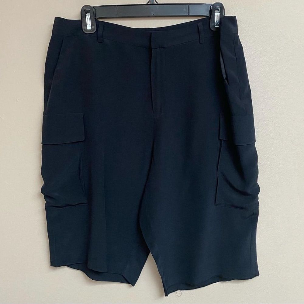 Madewell black silk high-waist cargo shorts